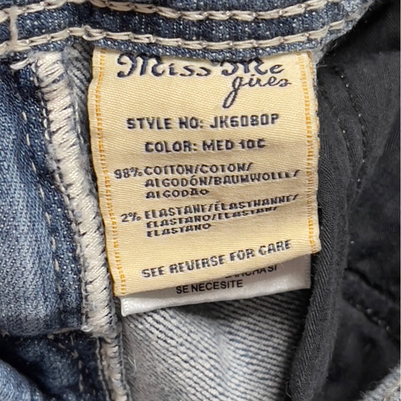 Miss Me Girls Youth Size 14 Rose Bling Pocket Blue Jeans - Picture 3 of 4